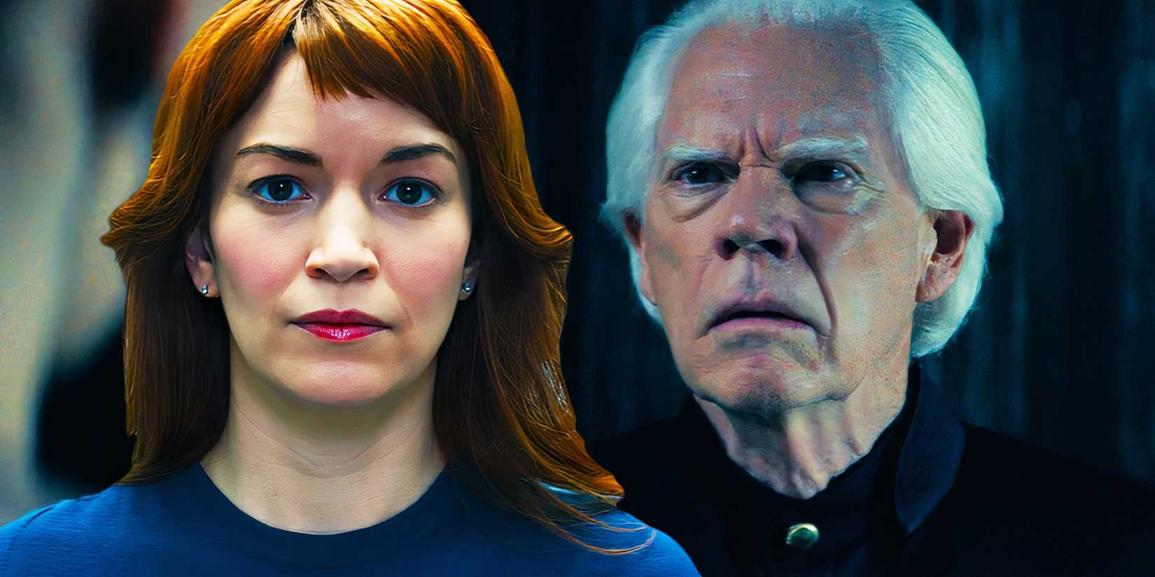 Jame Eagan looking angry next to Helena/Helly in Severance season 2 (2025)