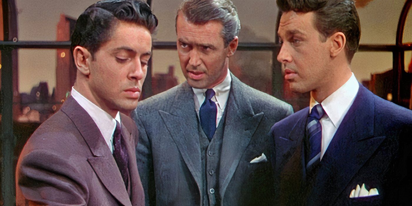 James Stewart Farley Granger and John Dall in Rope