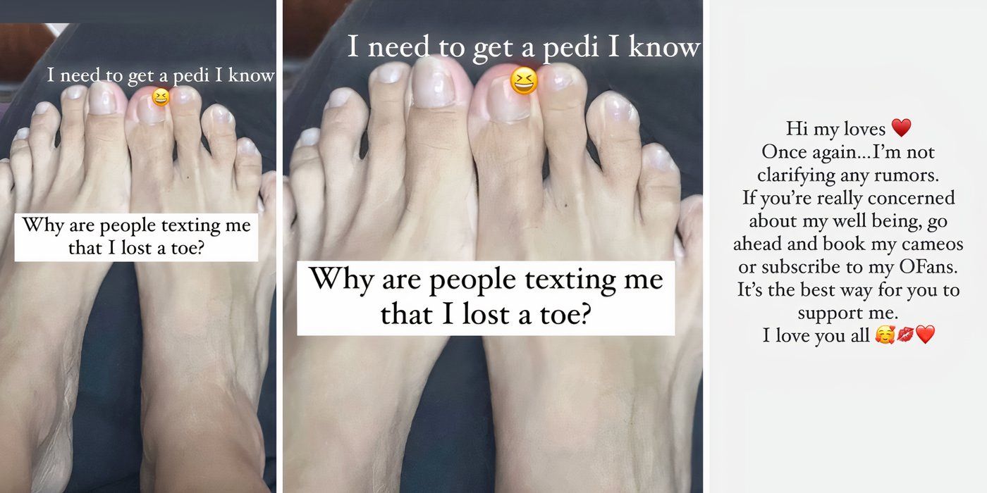 Jasmine Pineda from 90 Day: The Last Resort Instagram Story about lost toe