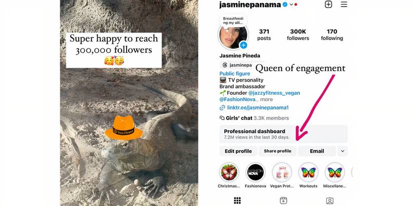 Jasmine Pineda from 90 Day The Last Resort Instagram Story gaining 300K followers