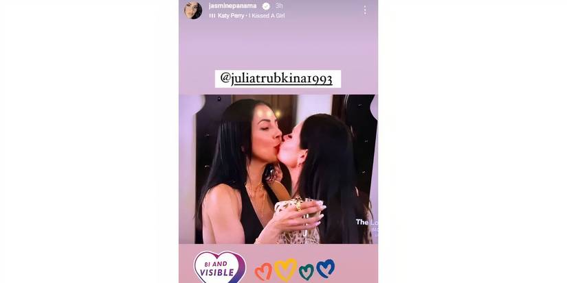 Jasmine Pineda in 90 Day Fiance kissing Julia Trubkina on Instagram