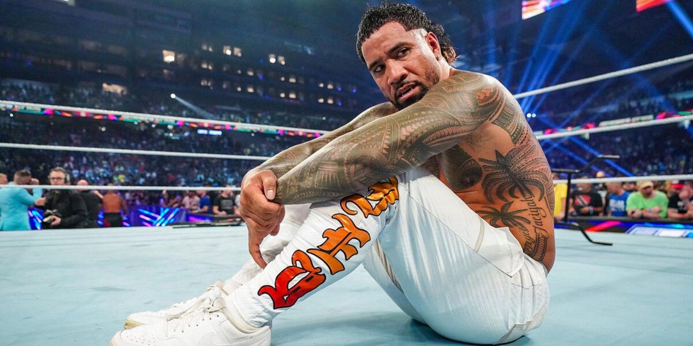 Jey Uso after losing to WWE Undisputed Universal Champion Roman Reigns at SummerSlam 2023
