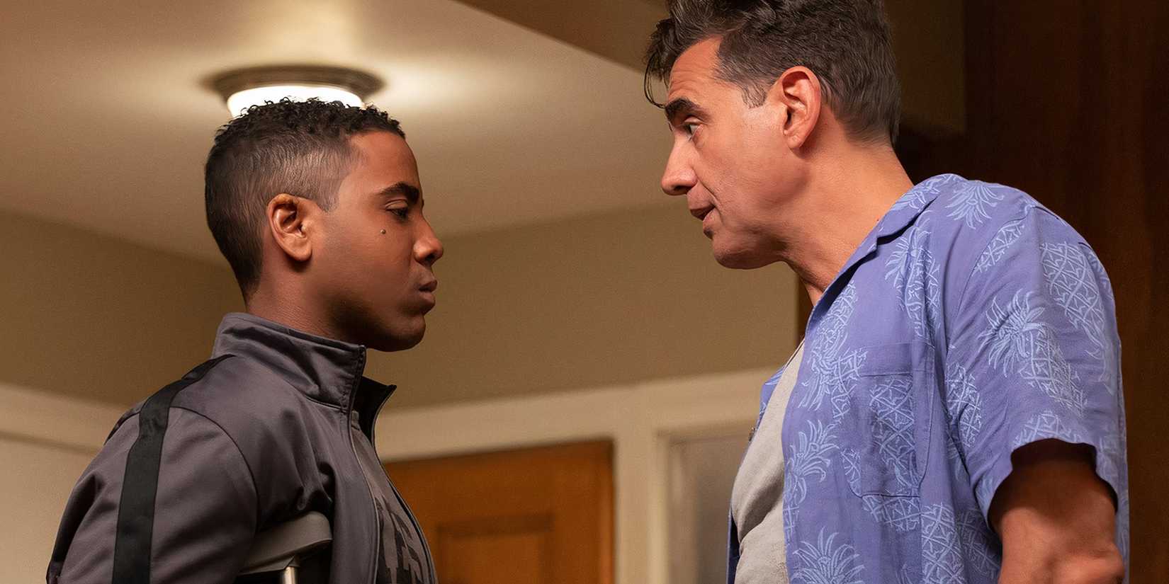Jharrel Jerome as Anthony Robles and Bobby Canavale as Rich Robles in Unstoppable