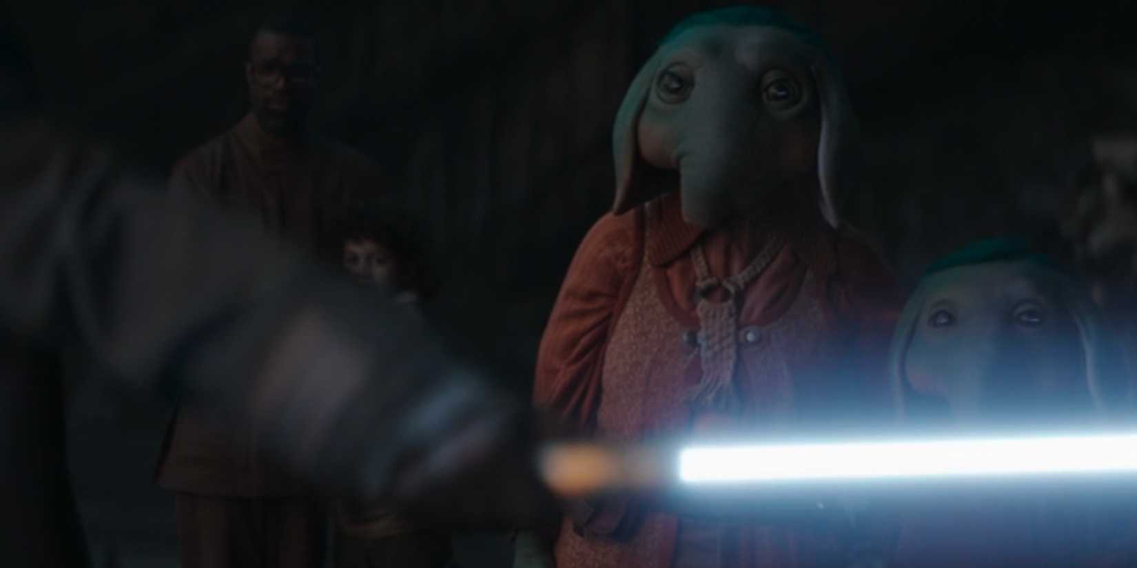 Jod with blue lightsaber in Skeleton Crew