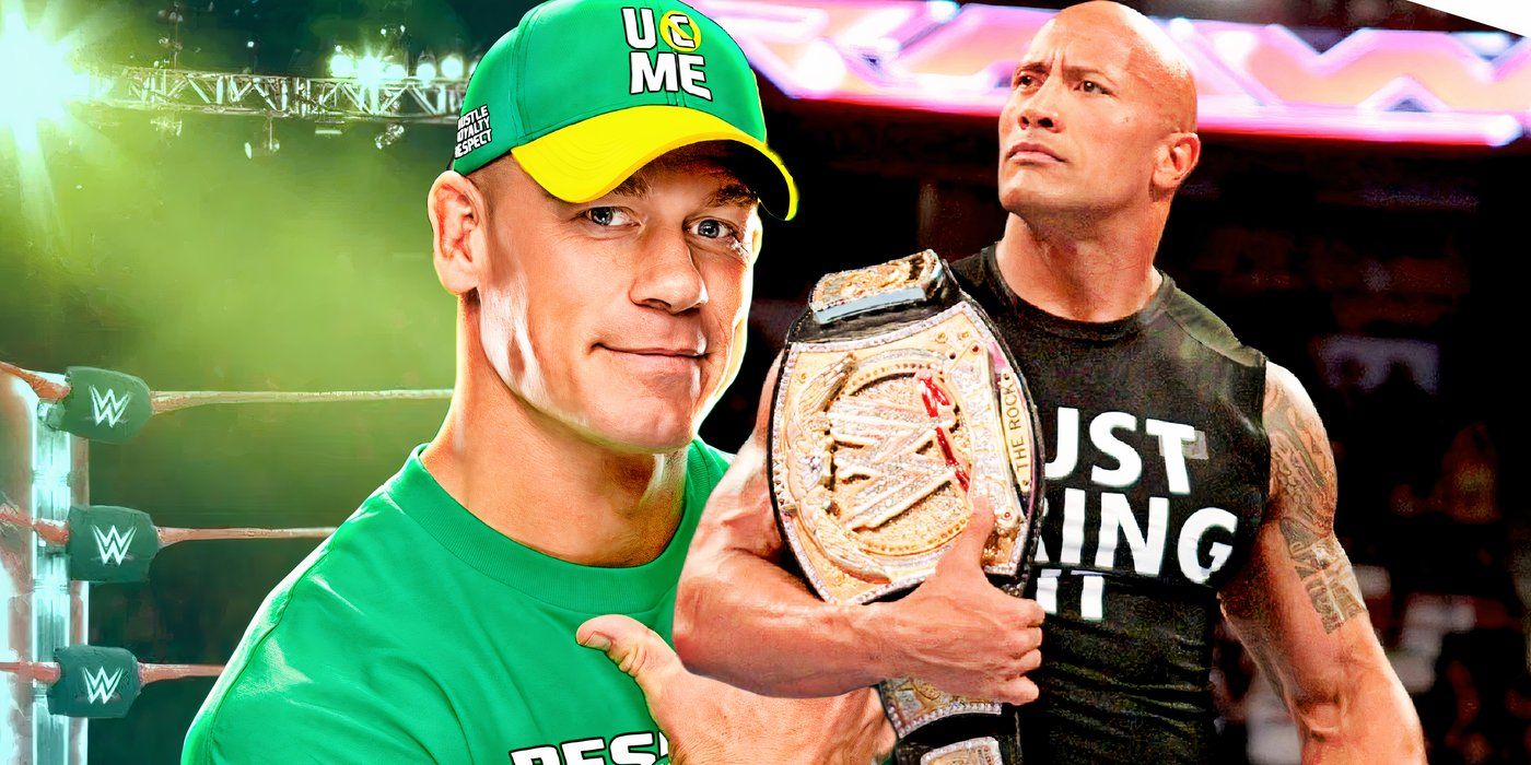 John Cena and Dwayne The Rock Johnson in WWE custom image