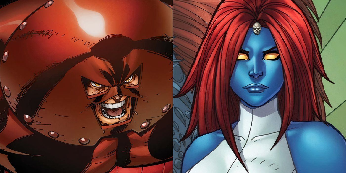 Imagem dividida de Juggernaut e Mystique.