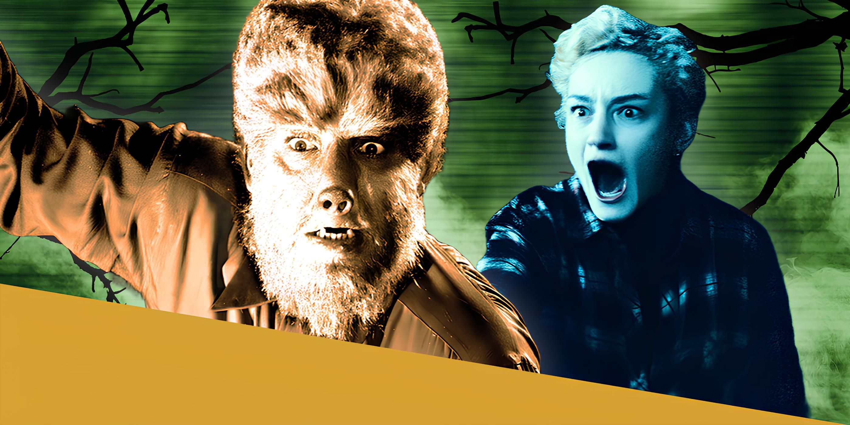 Julia Garner Screaming in Wolf Man Next to Lon Chaney Jr