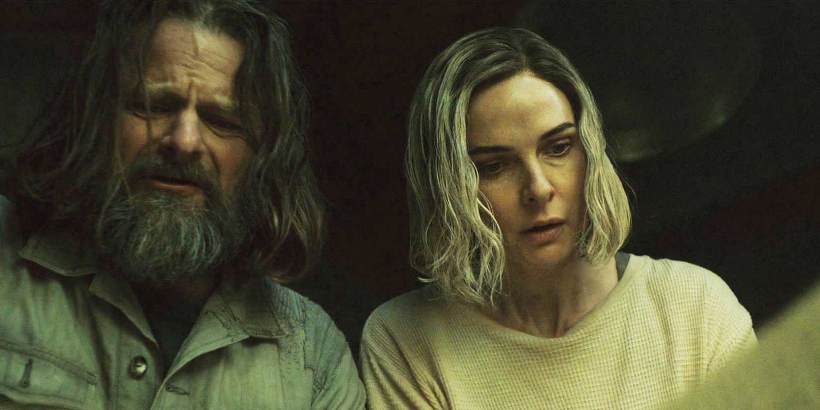 Juliette and Solo in Silo season 2, episode 10, looking at something together