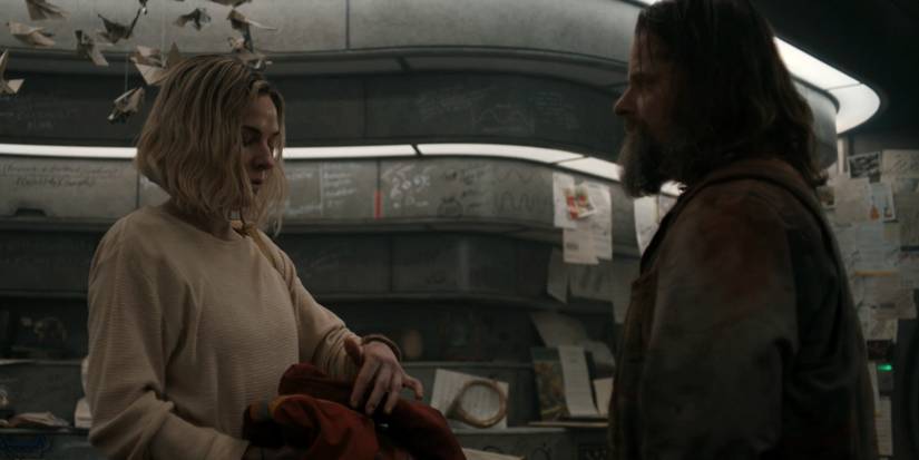 Juliette getting her suit from Solo in Silo season 2 episode 9