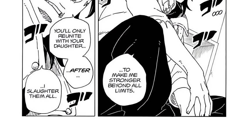 Kawaki promises to kill his enemies, which includes destroying Boruto.