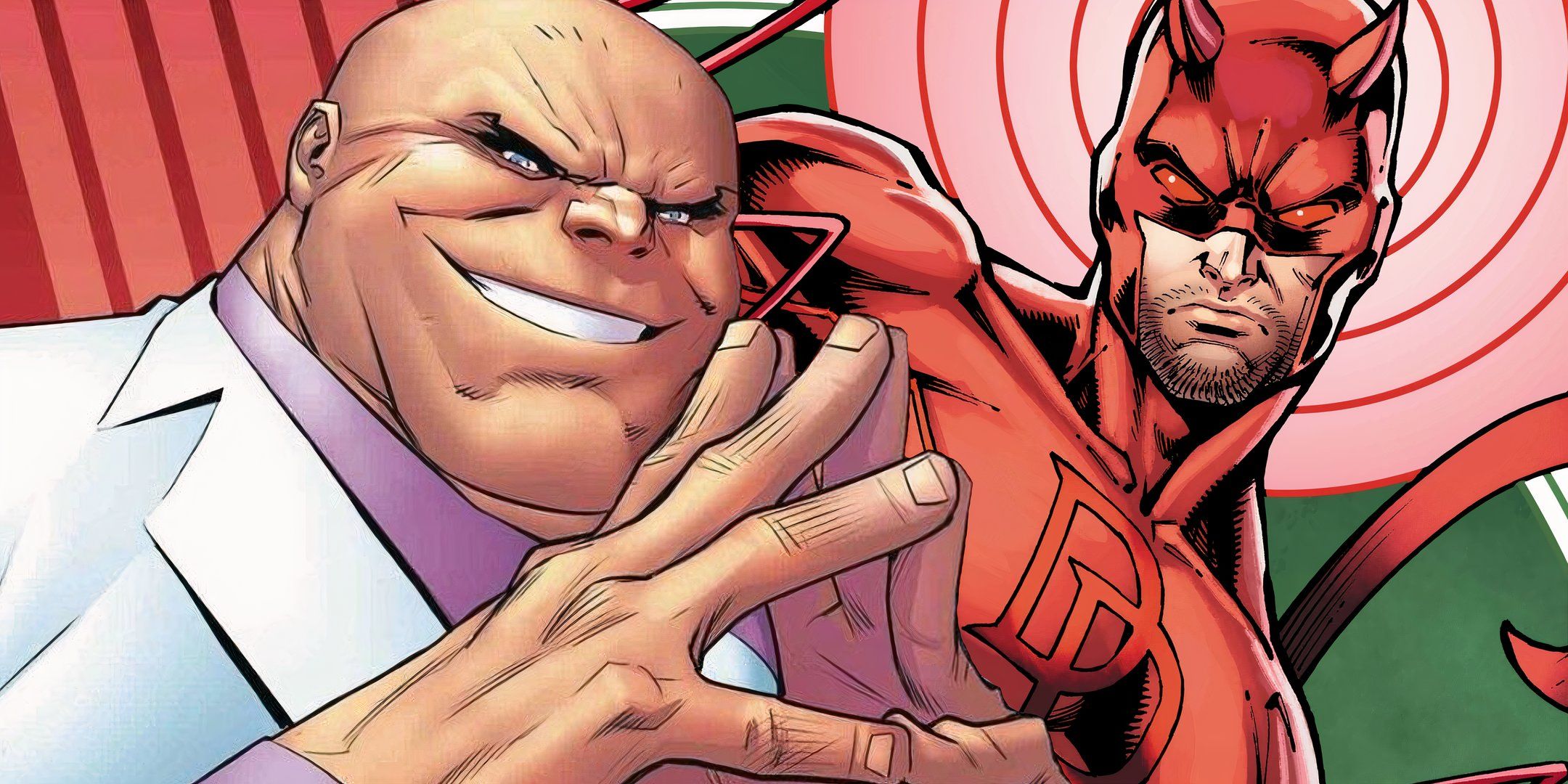 Kingpin Grinning While Daredevil Looks on Angrily Marvel