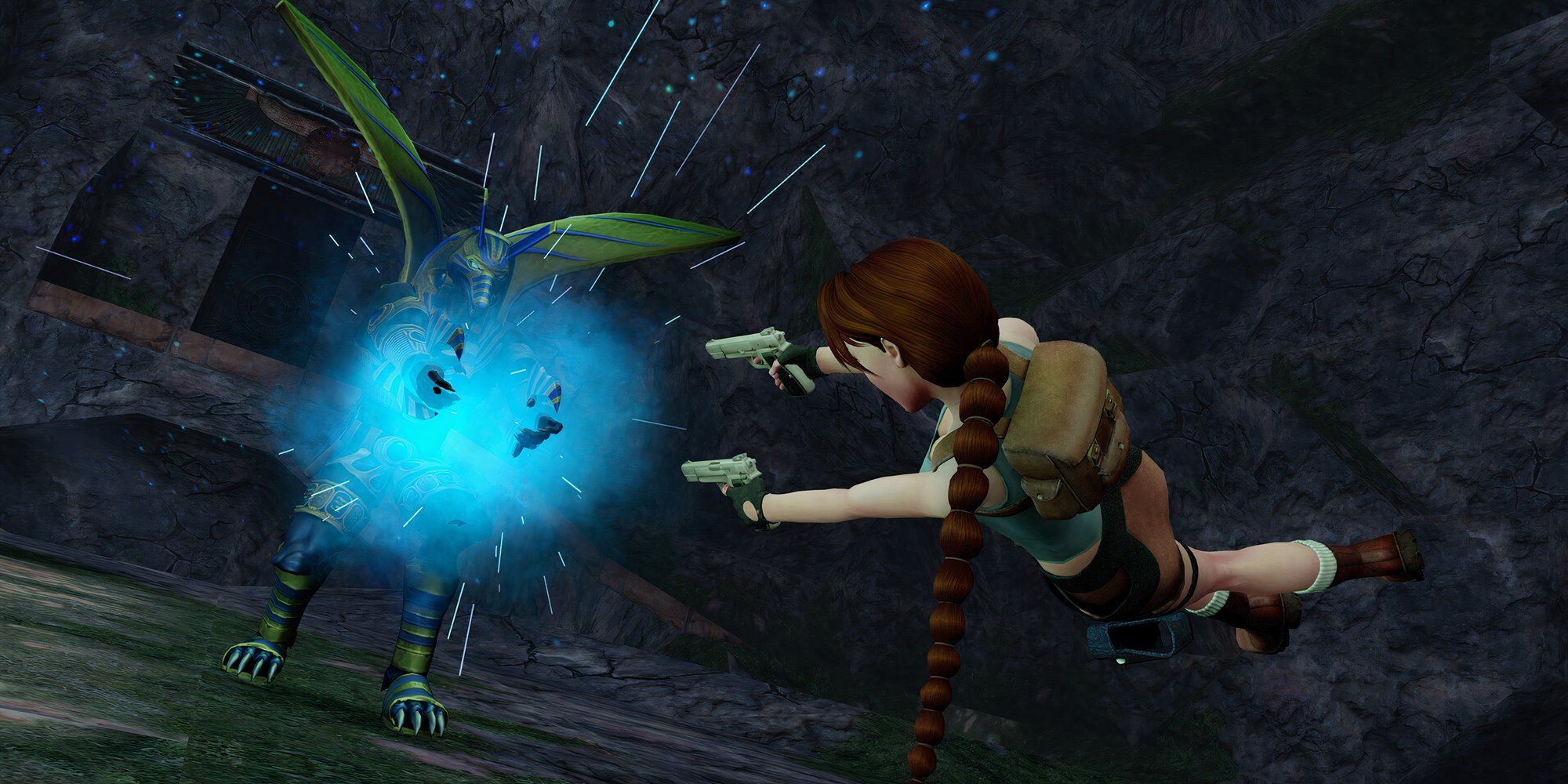 Lara Croft fighting in Tomb Raider 4-6 remastered.