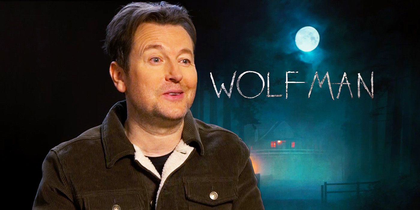 Leigh Whannell smiling during Wolf Man interview