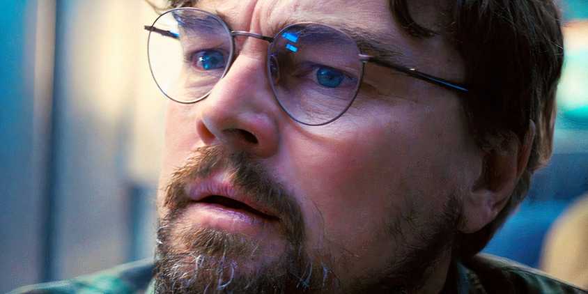 Close-up of Leonardo DiCaprio as Dr. Randall Mindy in Don't Look Up