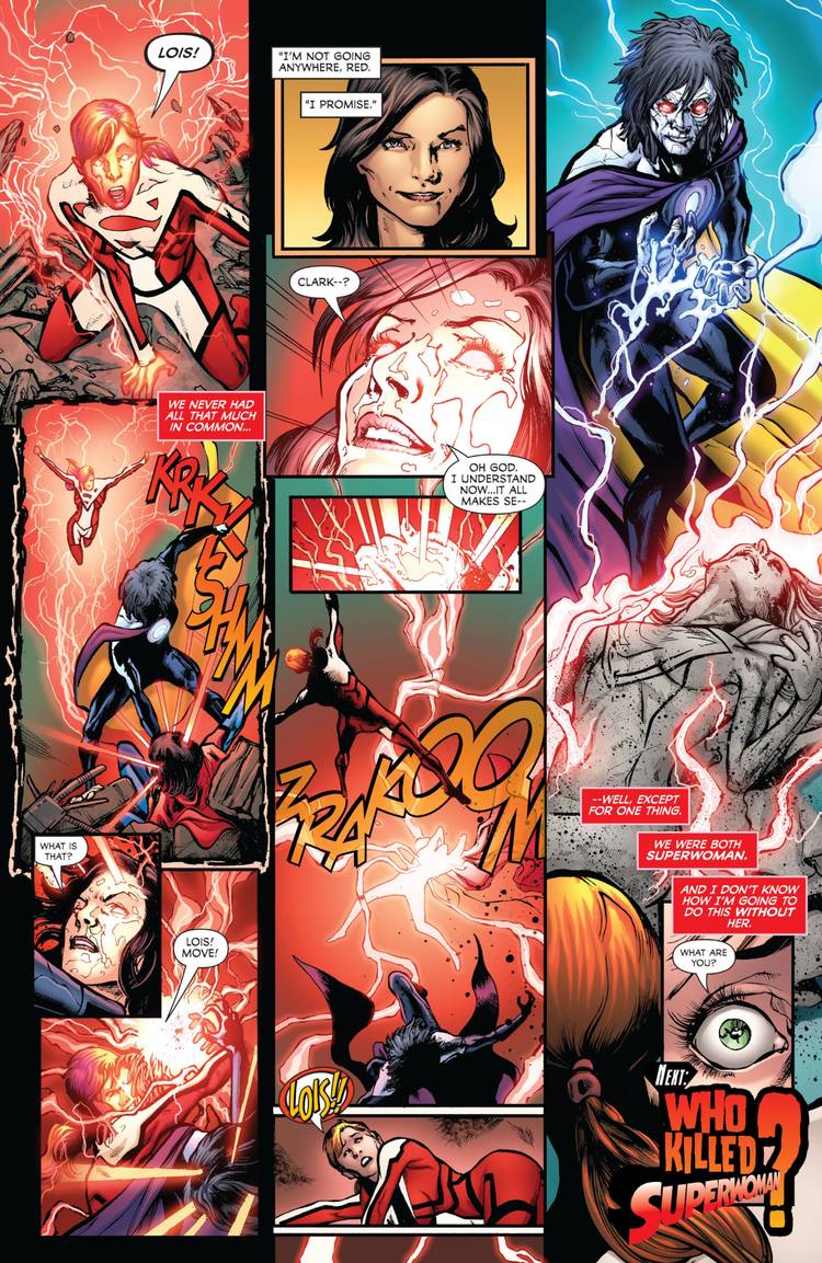 Comic book page: Lois Lane Turns To Ash And Straight Up Dies