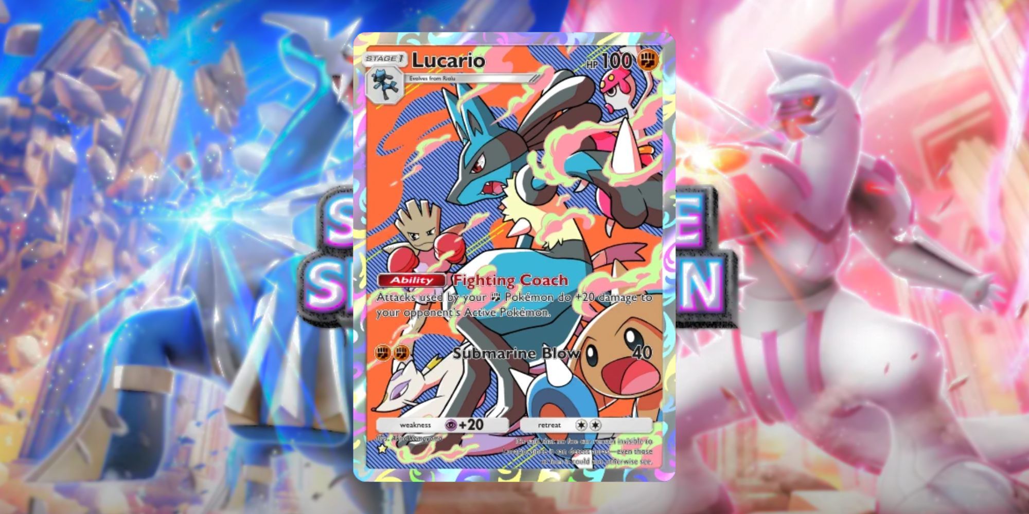 Lucario card from Pokemon TCG Pocket Space-Time Smackdown set