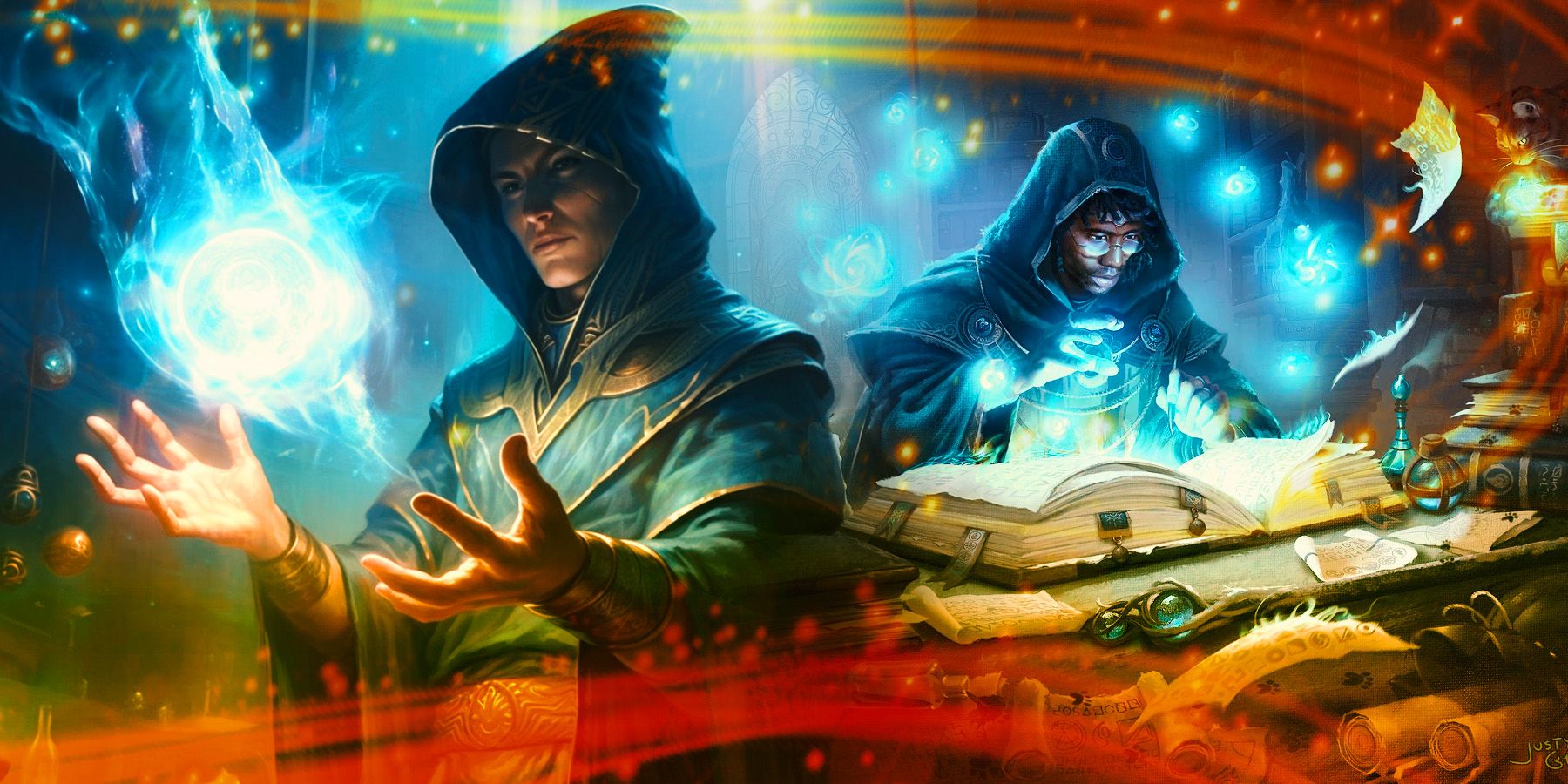 Wizards pouring over tomes in Dungeons & Dragons