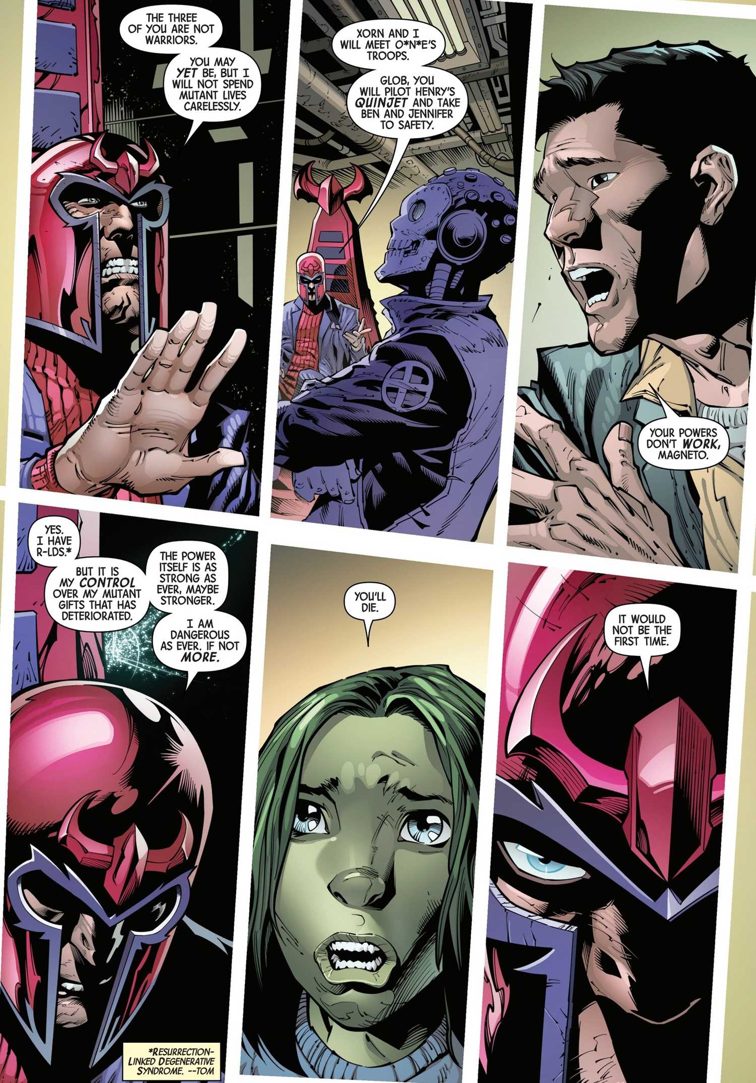Magneto tells the remaining X-Men that he intends to fight ONE