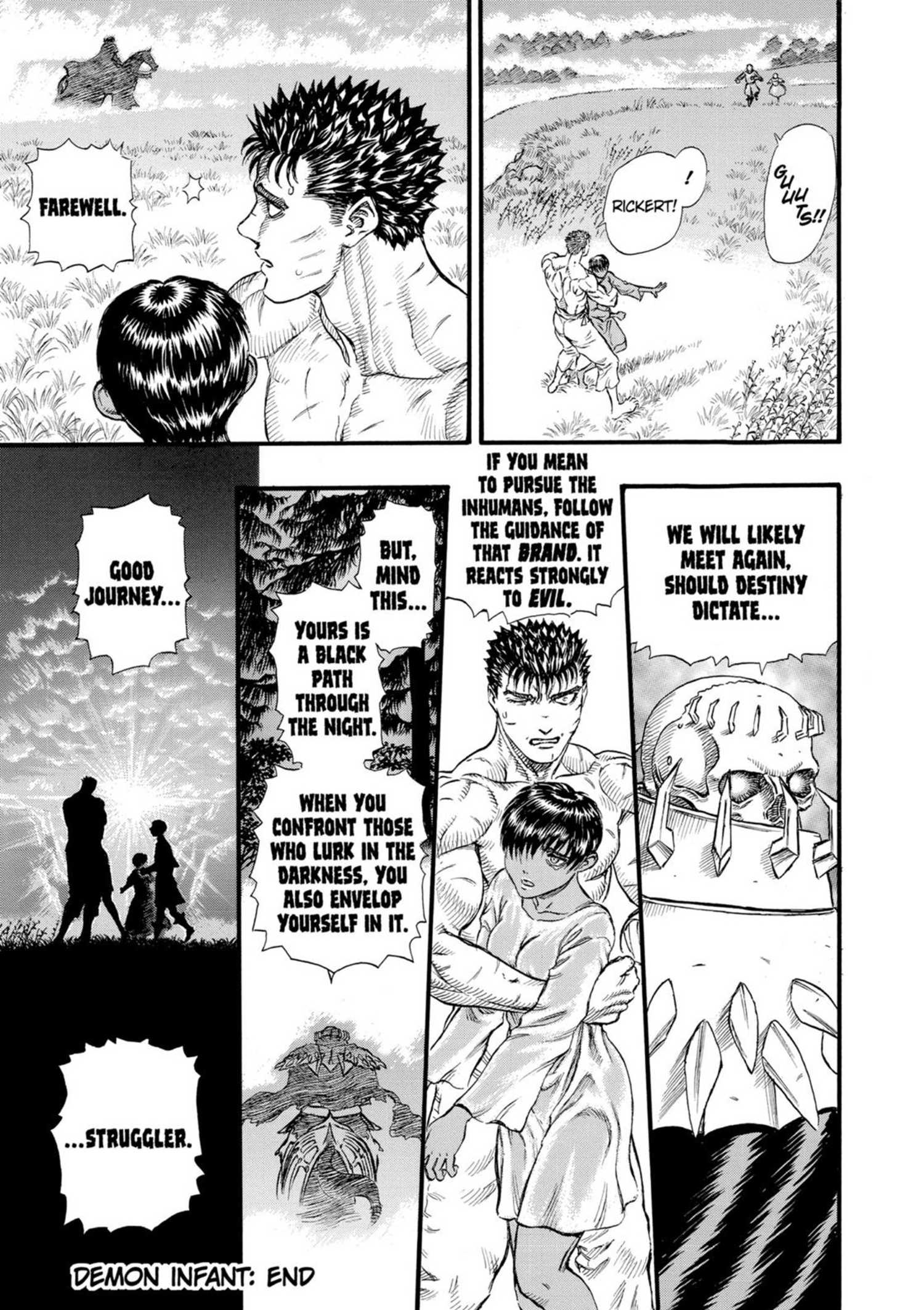 manga panel of the Skull Knight warning Guts