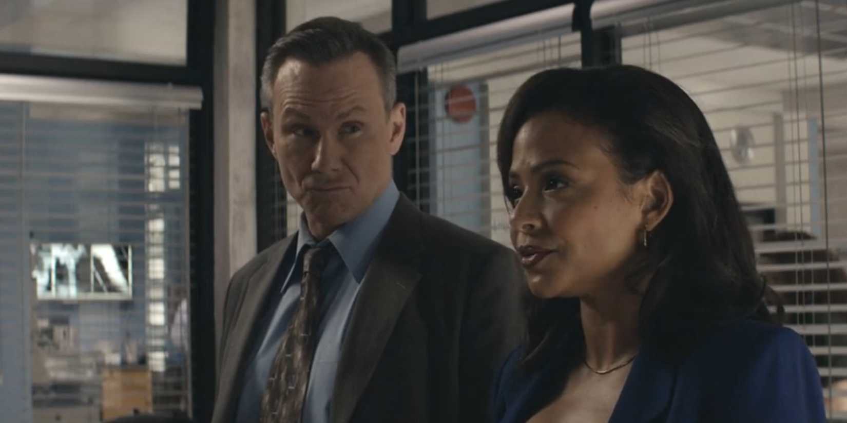 Harry Morgan (Christian Slater) and Maria LaGuerta (Christina Milian) in Dexter: Original Sin season 1, episode 7