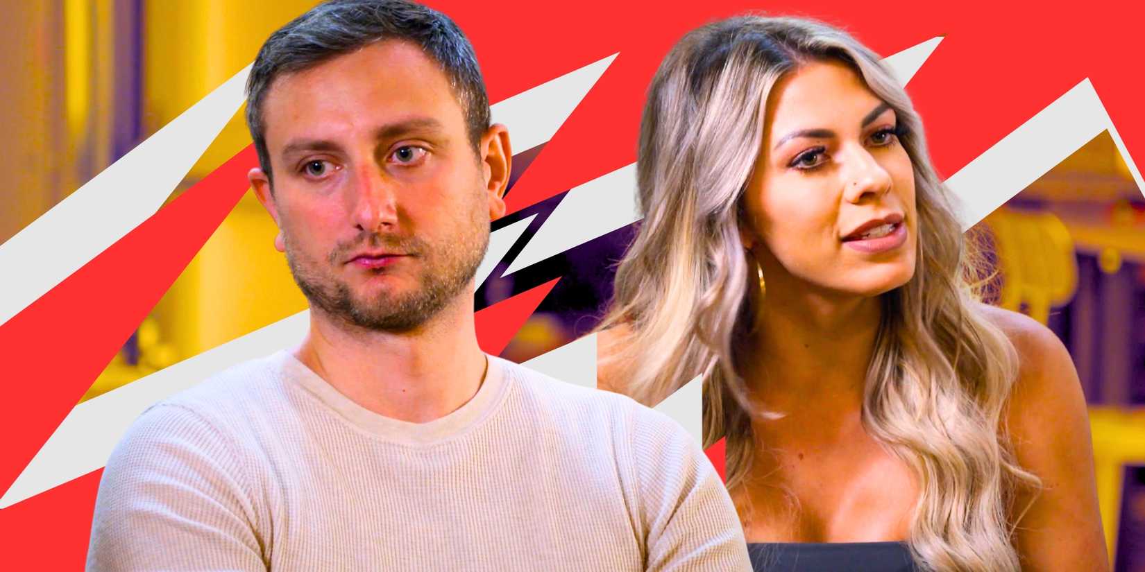 Married at First Sight season 18 Allen Slovick & Madison Myers in side by side images looking concerned