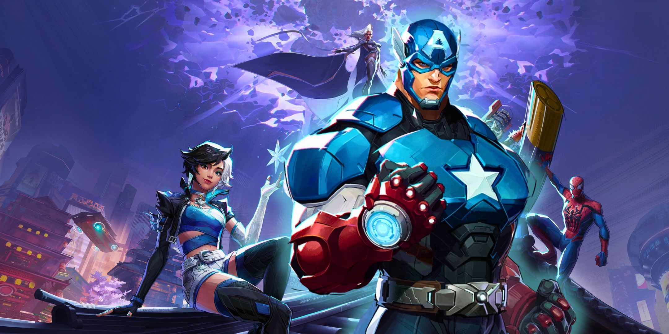 Marvel Rivals image of characters with Captain America in front