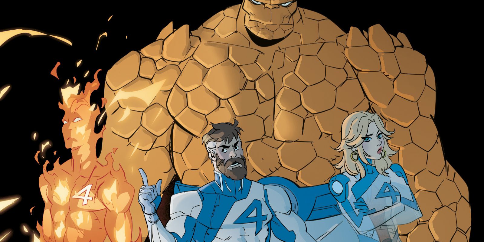 Concorrenti della Marvel Infinity Comic Fantastic Four Cover con Mister Fantastic, The Thing, Human Torch e Invisible Woman