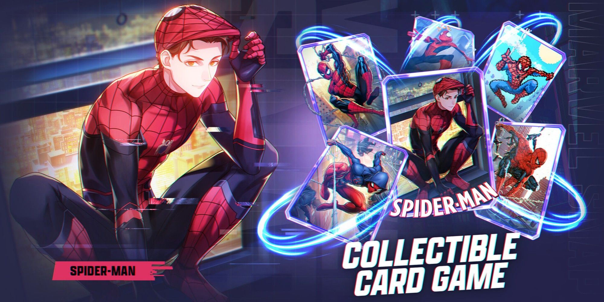 Marvel Snap Spider-Man na frente das cartas.