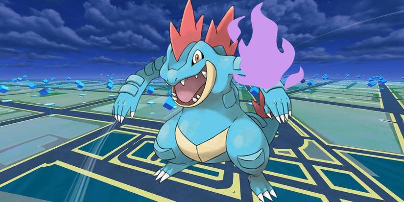 Pokémon GO Shadow Feraligatr Water-type on keyart background