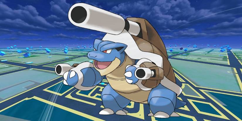 Pokémon GO Mega Blastoise Water-type on keyart background