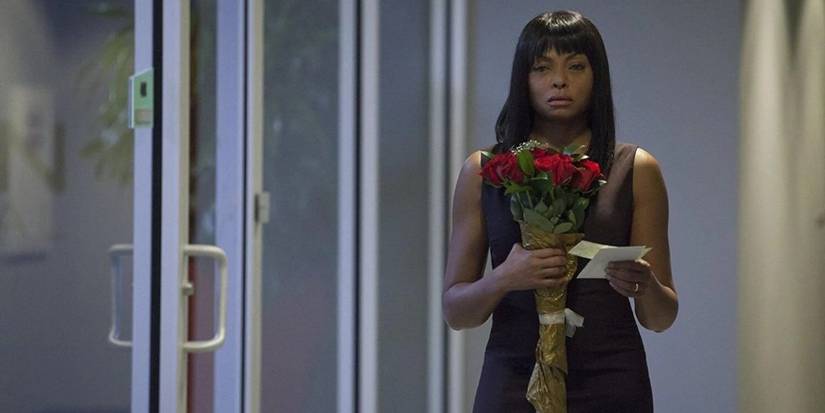 Melinda Moore Gayle (Taraji P. Henson) crying and holding roses and a note in Acrimony.