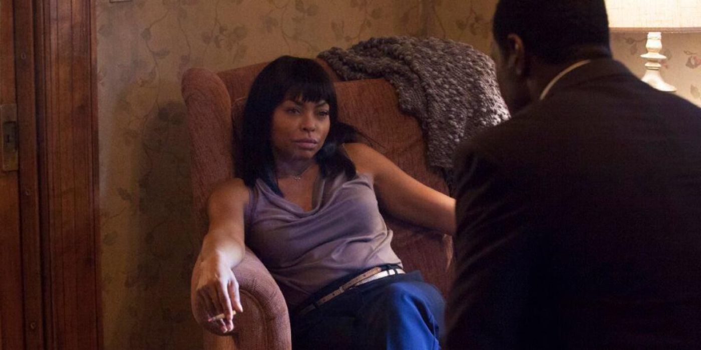 Melinda Moore Gayle (Taraji P. Henson) sitting in a chair and looking angry in Acrimony.