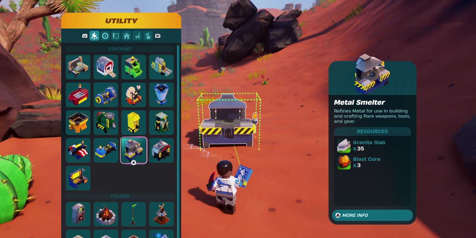 Building a Metal Smelter LEGO Fortnite Odyssey to craft Copper Bars