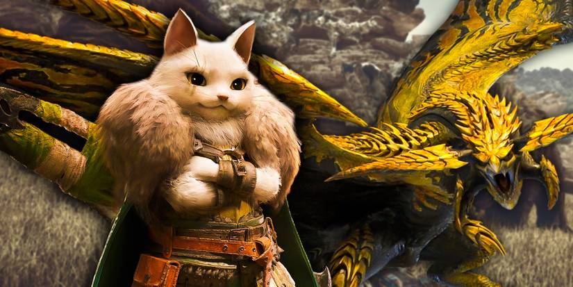 Monster Hunter Wilds Palico with the Rey Dau.