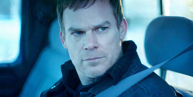 Michael C Hall as Dexter Glaring from the driver's seat of his car in Dexter New Blood