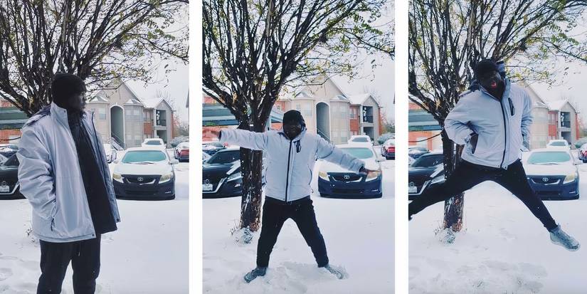 Michael Ilesanmi from 90 Day Fiance Happily Ever After Instagram Story first snowfall Texas