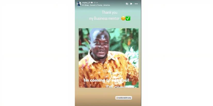 Michael Ilesanmi in 90 Day Fiance on Instagram Story about Donald Trump