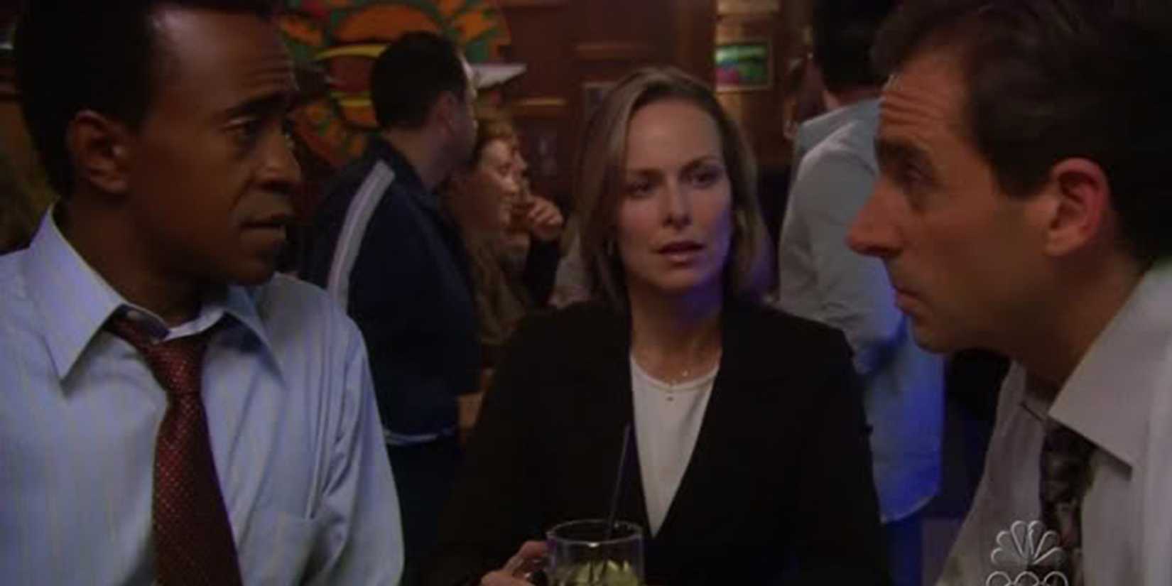Michael, Jan, and Christian drinking in Chili's in The Office