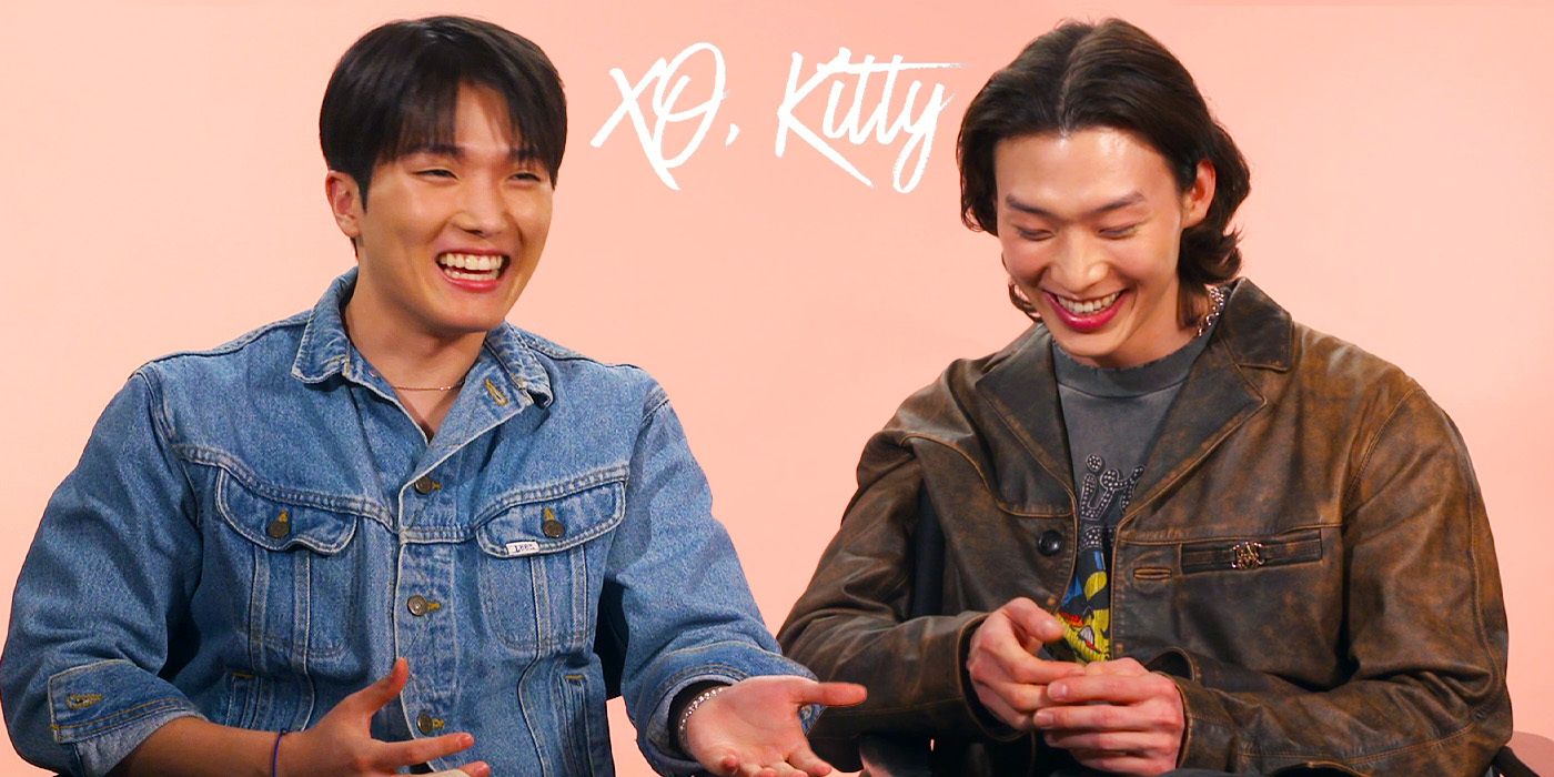 Minyeong Choi &amp; Sang Heon Lee smiling during XO Kitty season 2 interview
