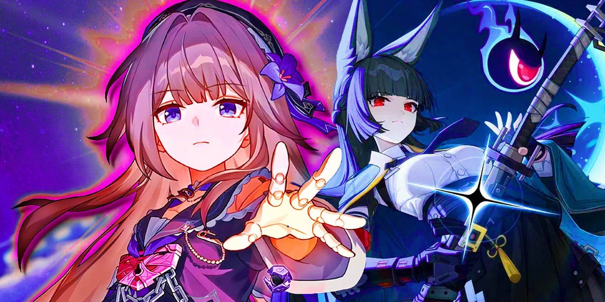 Miyabi from Zenless with The Herta from Honkai Star Rail
