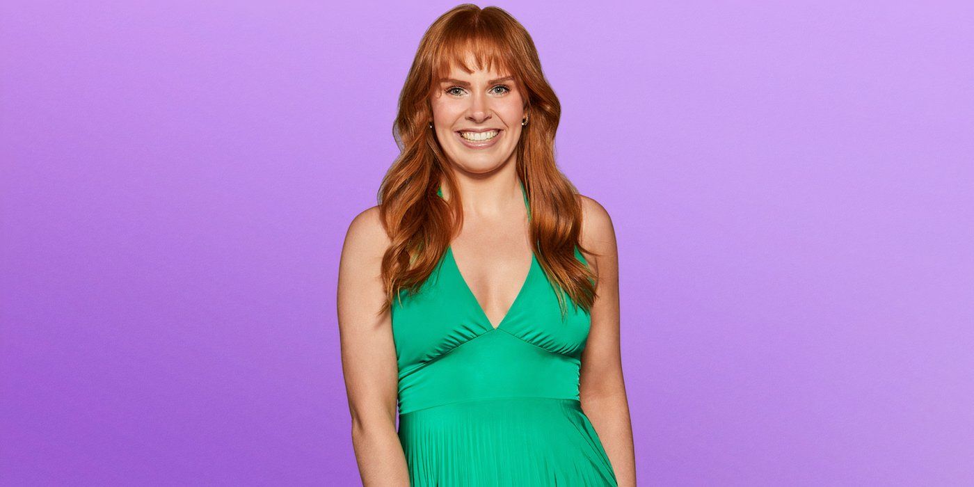 Love is Blind Season 8 Molly Rose wearing a green dress for the promotional shot