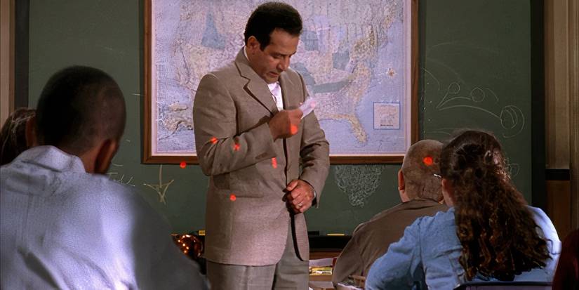 Monk with pen lights on him in Mr Monk and the Astronaut