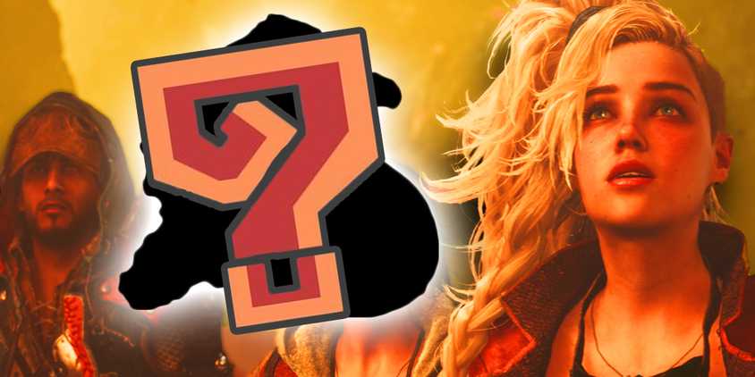 Monster Hunter Wilds characters looking confused next to a question mark