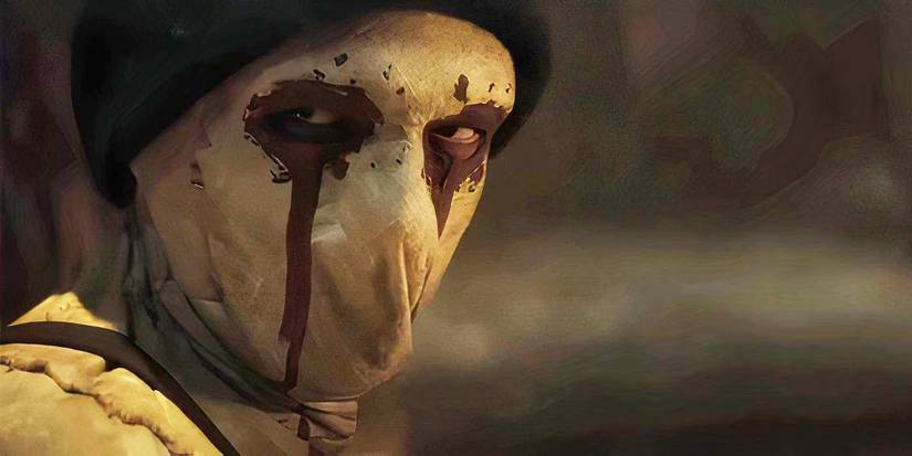 Muse from Daredevil Born Again looking offscreen