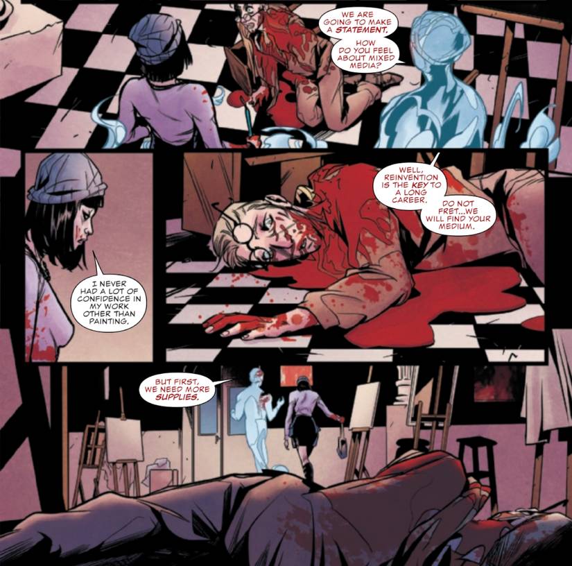 Comic book panels: Muse Inspires Morgan To Murder Her Art Teacher