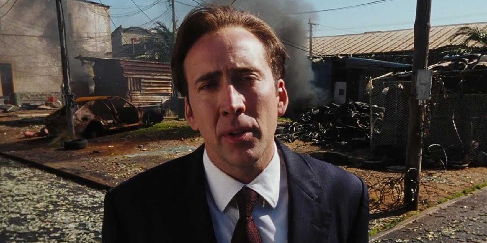 Nicolas Cage standing in a warzone in Lord of War