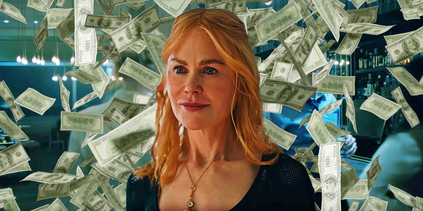 Nicole Kidman as Romy Mathis in Babygirl surrounded by falling money custom image