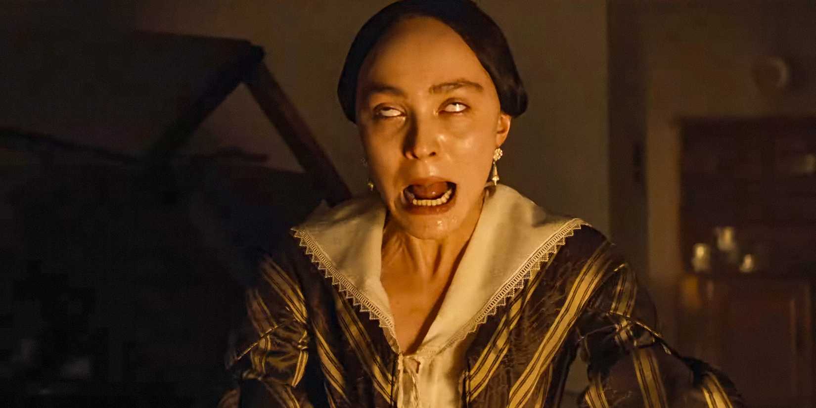 Ellen Hutter (Lily-Rose Depp) appears possessed in Nosferatu