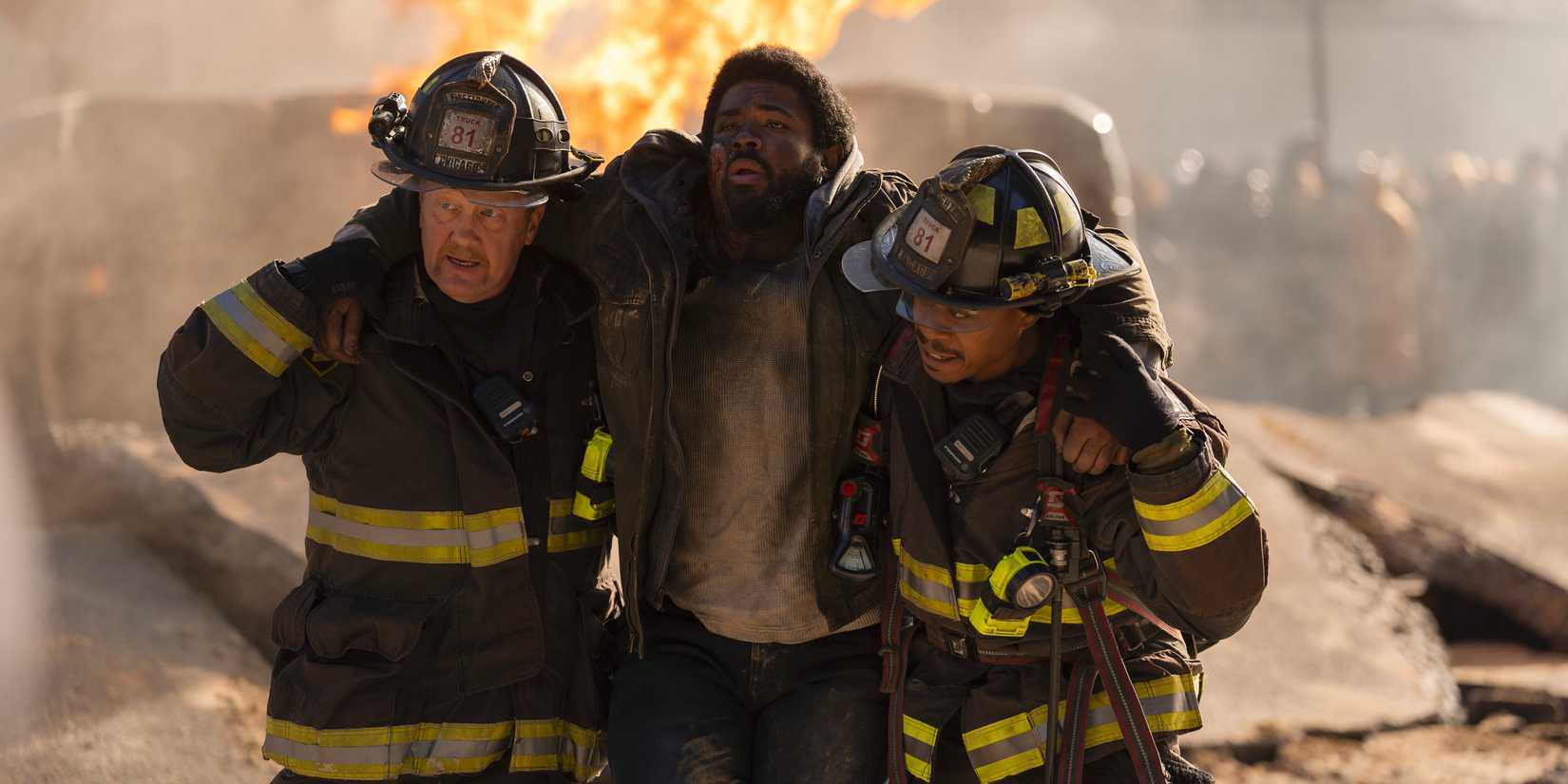 Christian Stolte as Randy "Mouch" McHolland, and Daniel Kyri as Darren Ritter in Chicago Fire