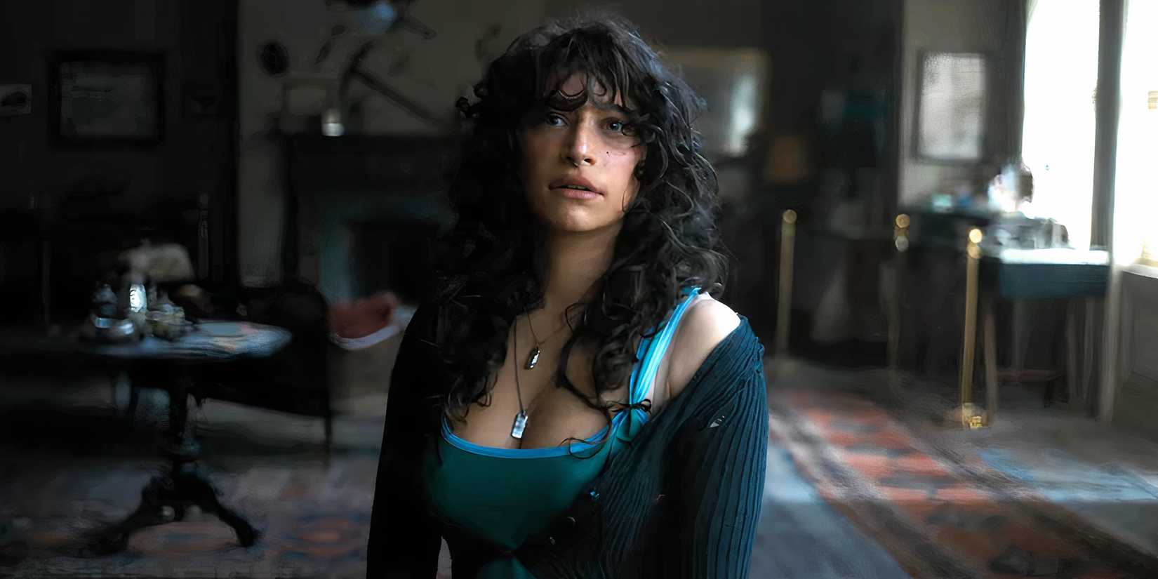 Odessa A'zion's Nina looking curiously at something in Until Dawn